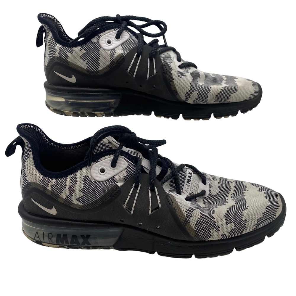Nike Air Max Sequent 3 Womens 9 Black White Camo AR0254-001 Running Shoes